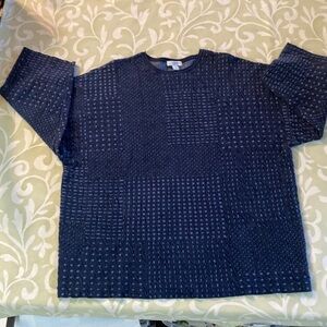 𝅺PURE Jill, Ladies 3/4 Sleeve, Navy/White, size extra small, Cotton blend knit.